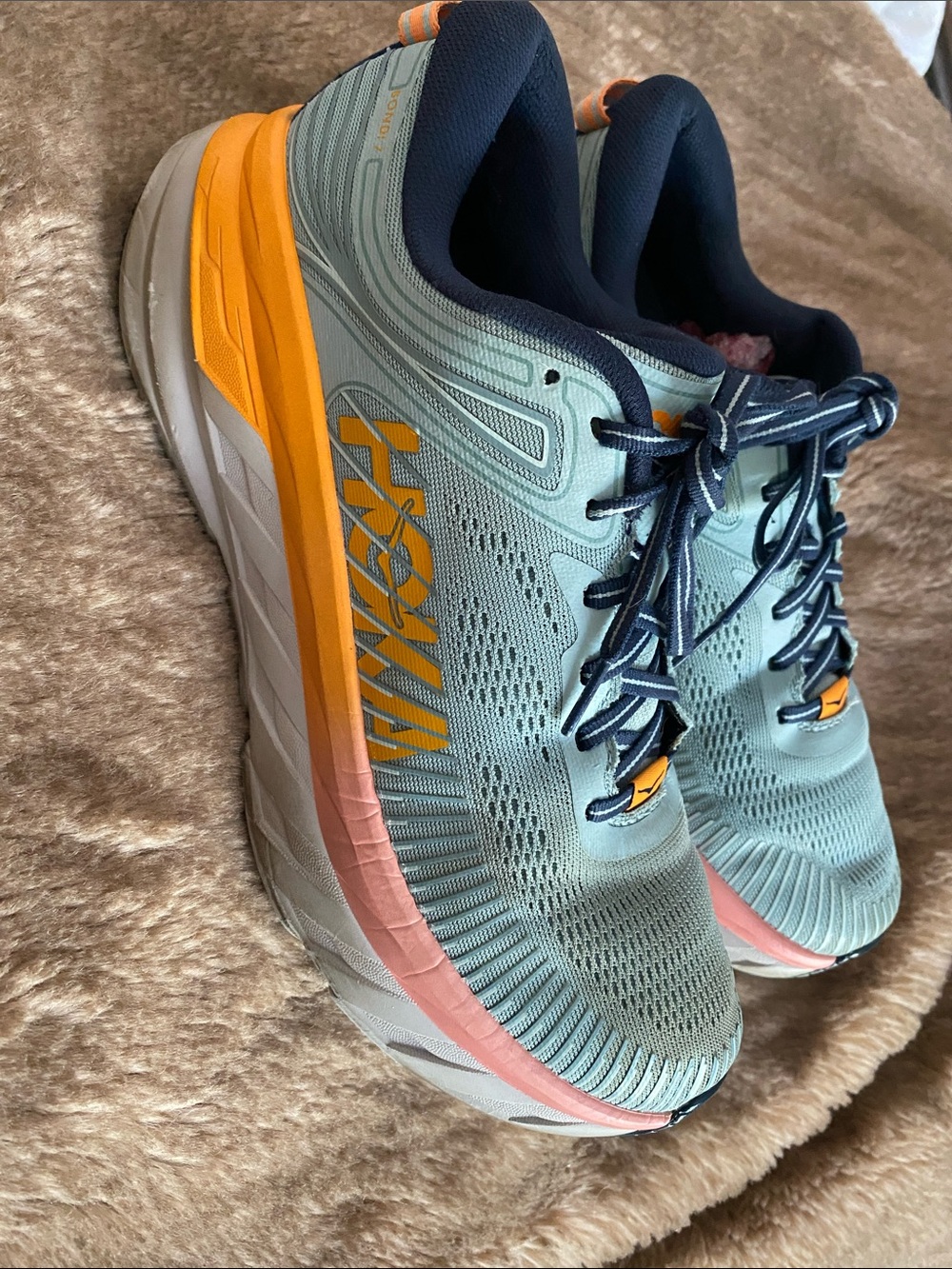 Hoka Women's Running Shoes — Teal with Navy and Orange Accents